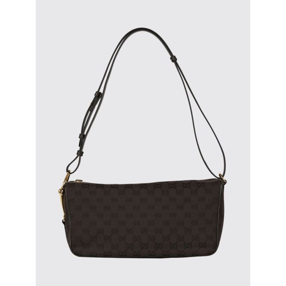 Gucci Women Gucci Medium Half Horsebit Gg Monogram Jacquard Shoulder Bag